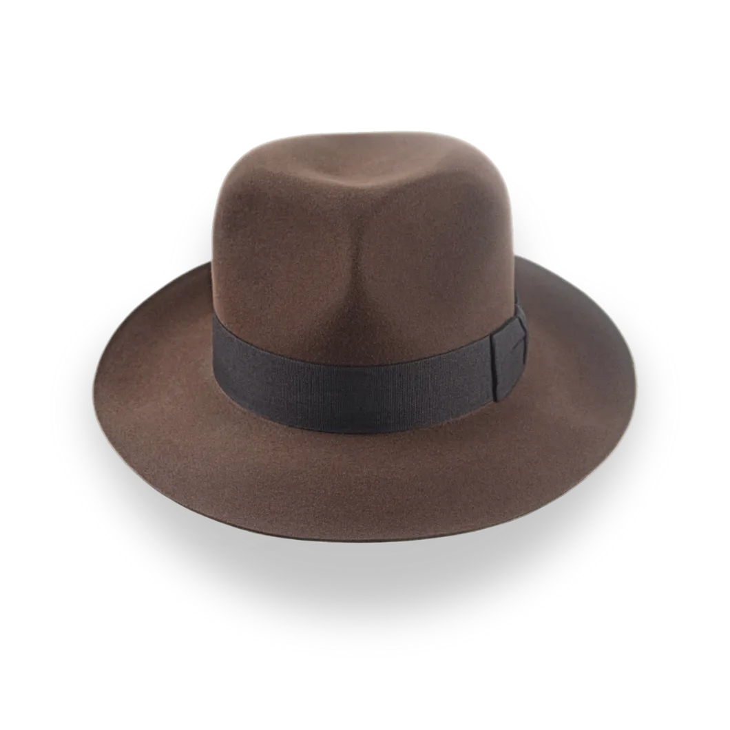 Brown Indiana Jones Style Fedora in Durable Fur Felt | The Templar - Agnoulita Hats 6