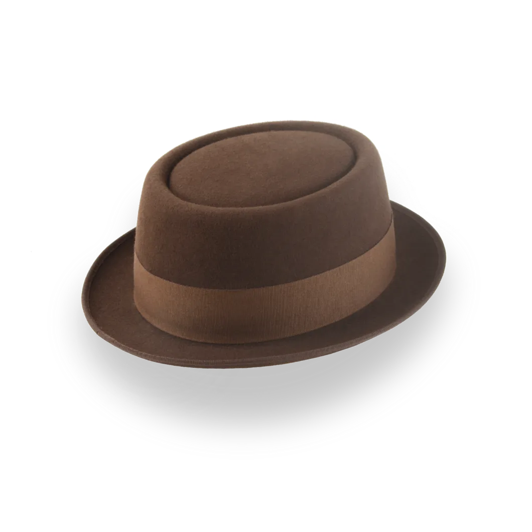 Brown Mens Porkpie Hat in Premium Fur Felt | The Soul - Agnoulita Hats 4