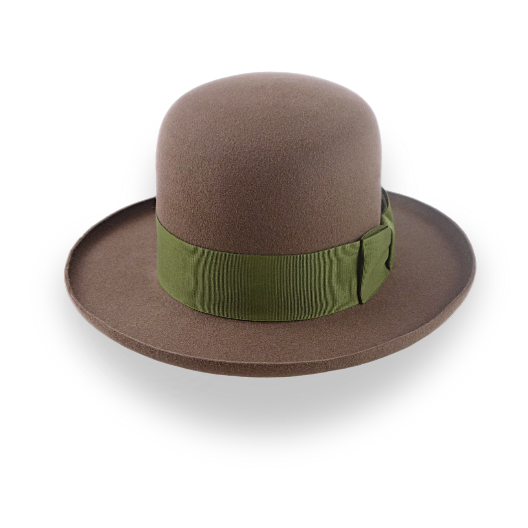 Brown Open Crown Felt Hat with Wide Rolled Brim | The Rover - Agnoulita Hats 6