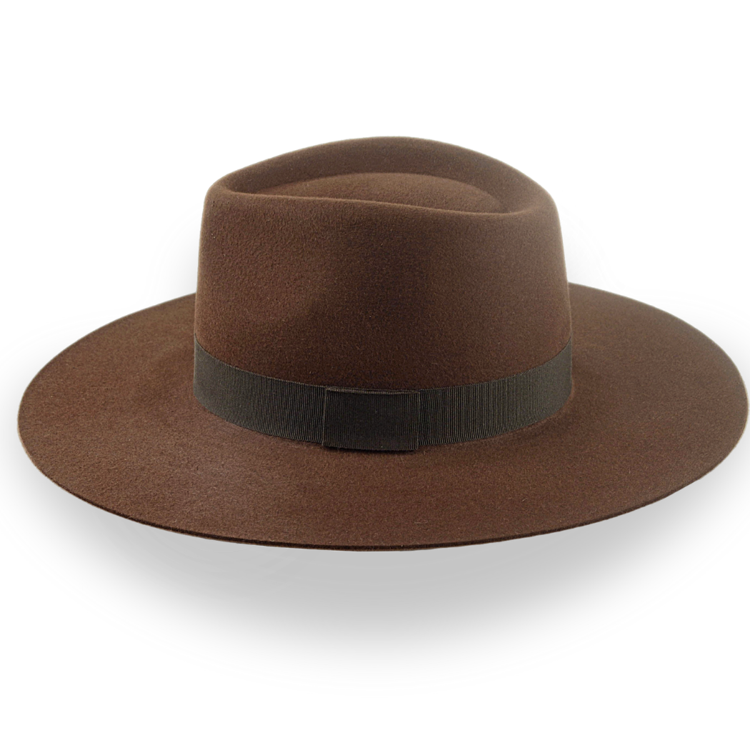 Brown Wide Brim Rancher Fedora Hat in Durable Fur Felt | The Caravan - Agnoulita Hats 2