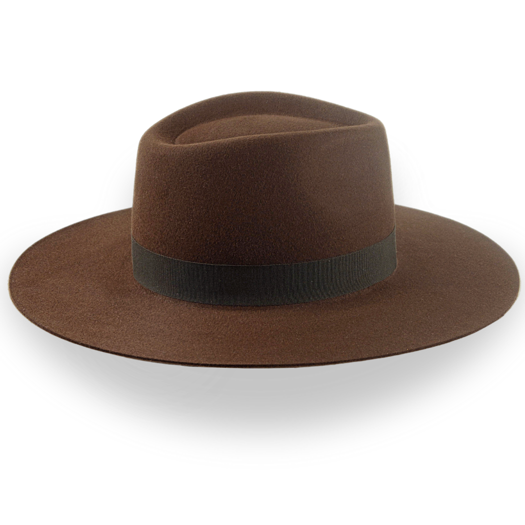 Brown Wide Brim Rancher Fedora Hat in Durable Fur Felt | The Caravan - Agnoulita Hats 5