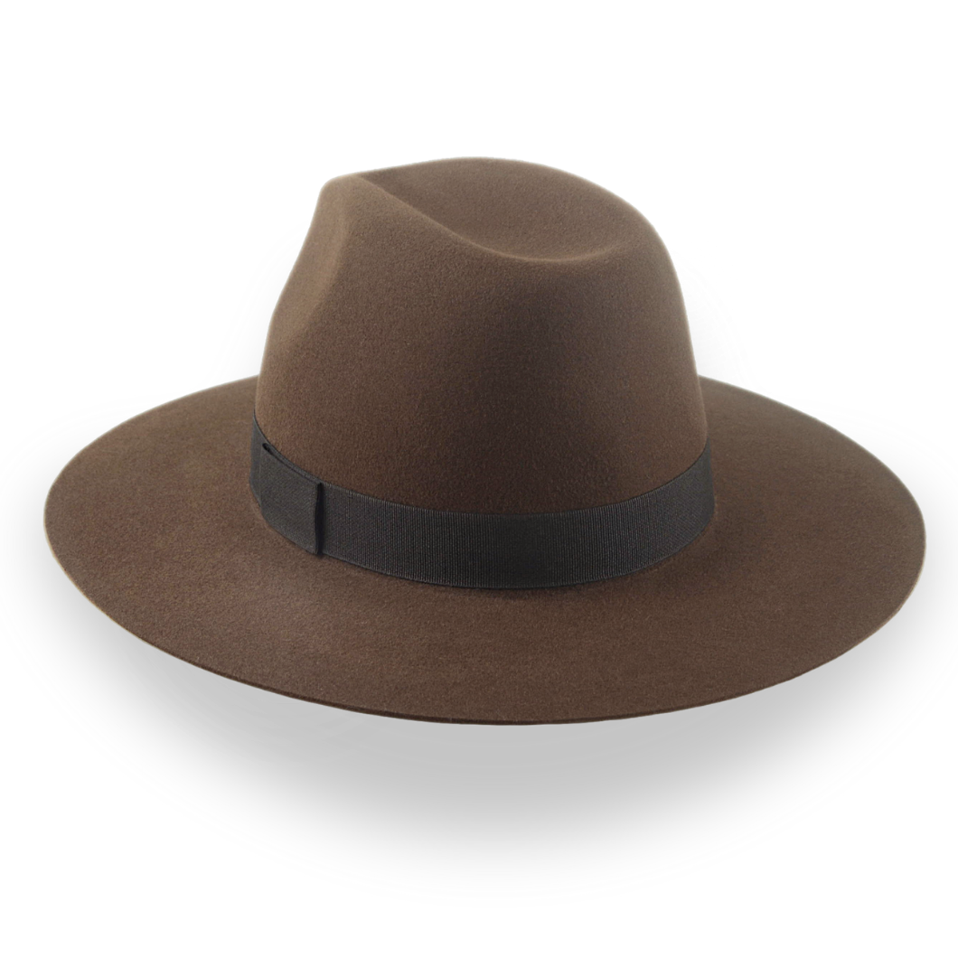 Brown Wide Brim Rancher Fedora Hat in Durable Fur Felt | The Crown - Agnoulita Hats 3