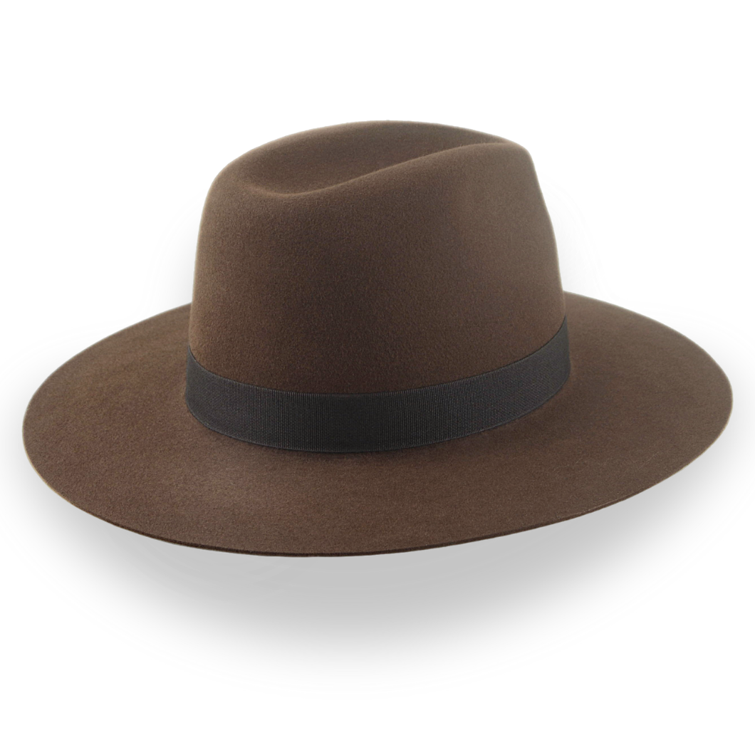 Brown Wide Brim Rancher Fedora Hat in Durable Fur Felt | The Crown - Agnoulita Hats 4