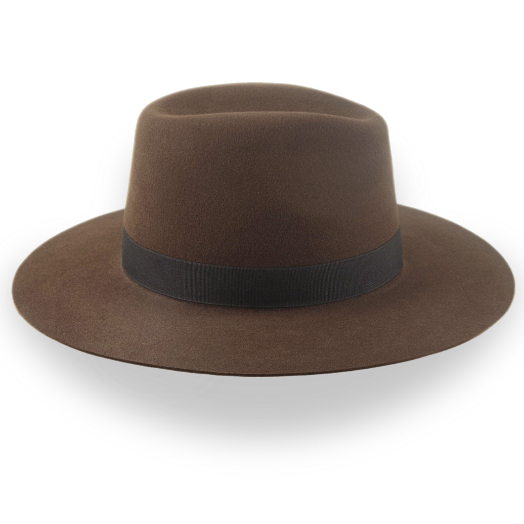 Brown Wide Brim Rancher Fedora Hat in Durable Fur Felt | The Crown - Agnoulita Hats 5
