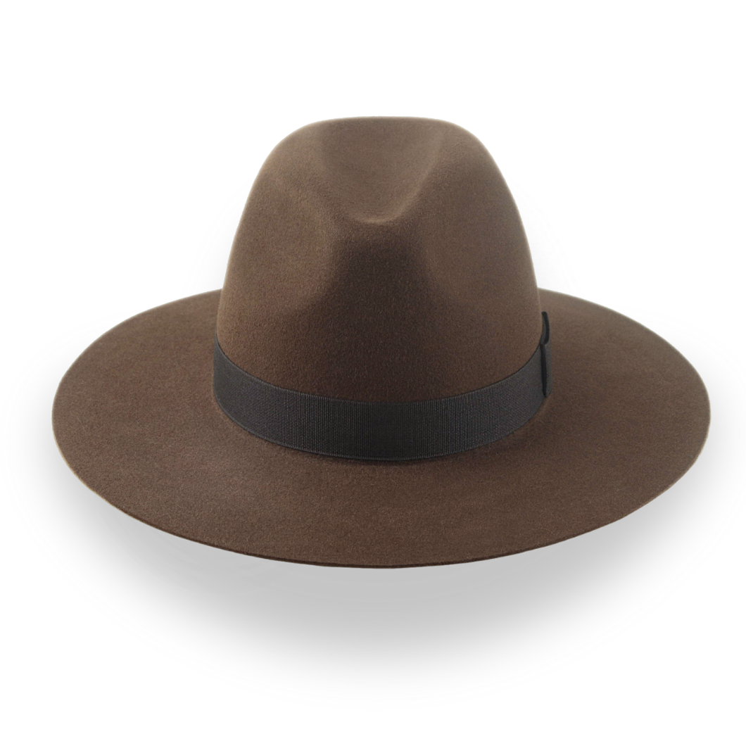 Brown Wide Brim Rancher Fedora Hat in Durable Fur Felt | The Crown - Agnoulita Hats 6