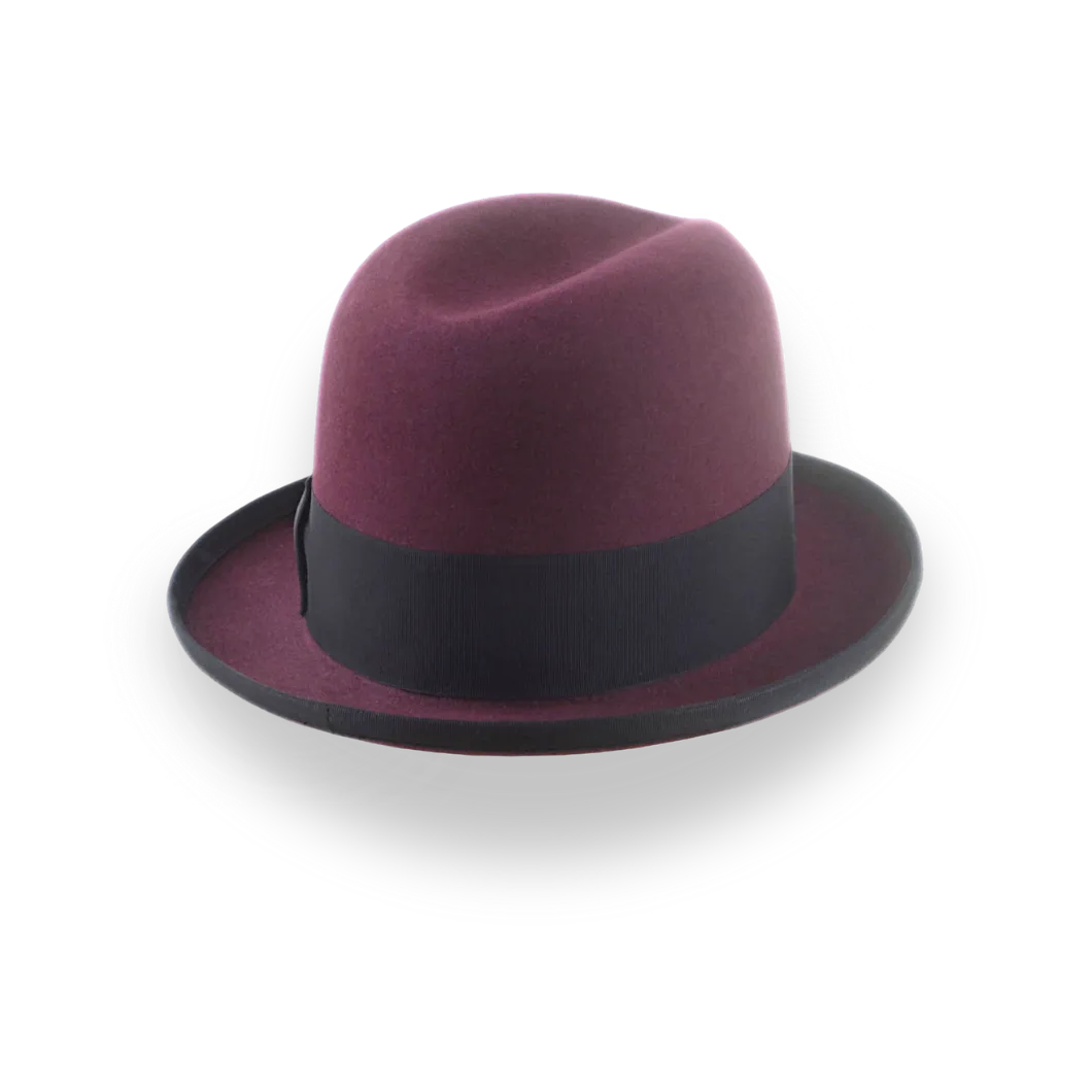 Burgundy Beaver Fur Felt Homburg Hat | The Ambassador - Agnoulita Hats 4