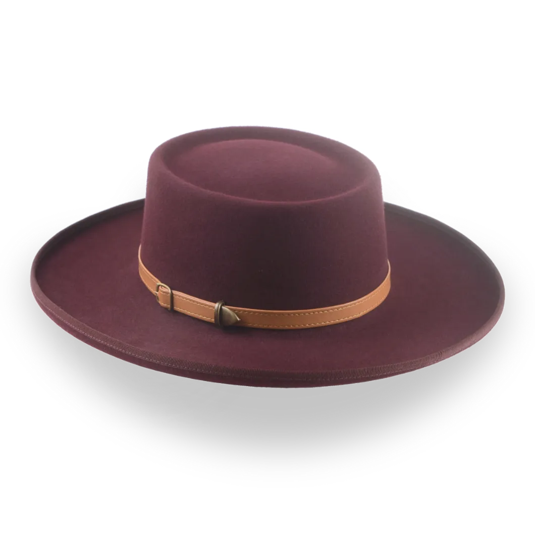 Burgundy Classic Cowboy Style Gambler Hat in Fur Felt | The Vista - Agnoulita Hats 3