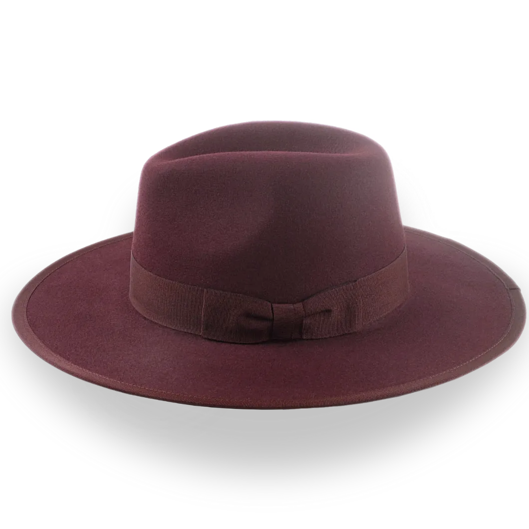 Burgundy Flat Brim Fedora in Elegant Fur Felt | The Taylor - Agnoulita Hats 2