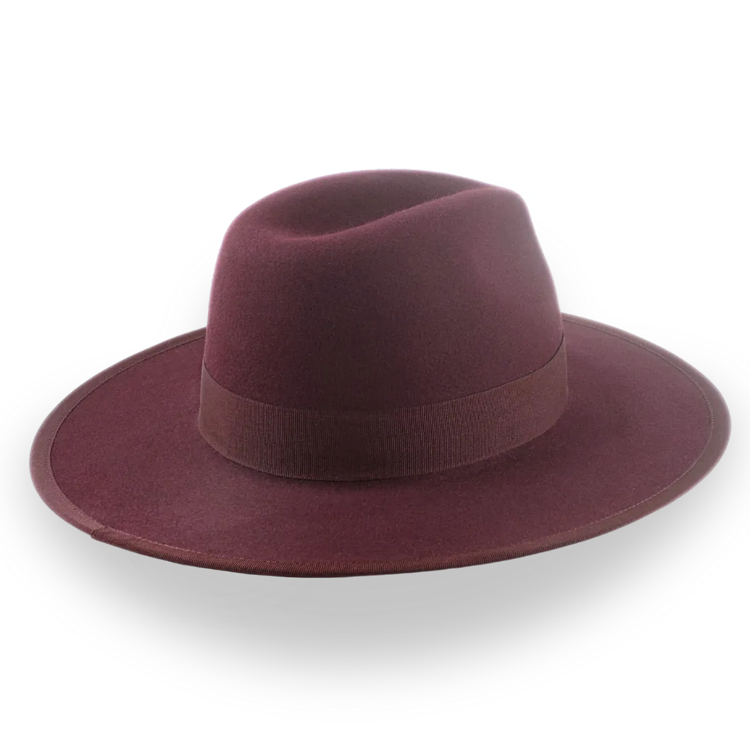 Burgundy Flat Brim Fedora in Elegant Fur Felt | The Taylor - Agnoulita Hats 4