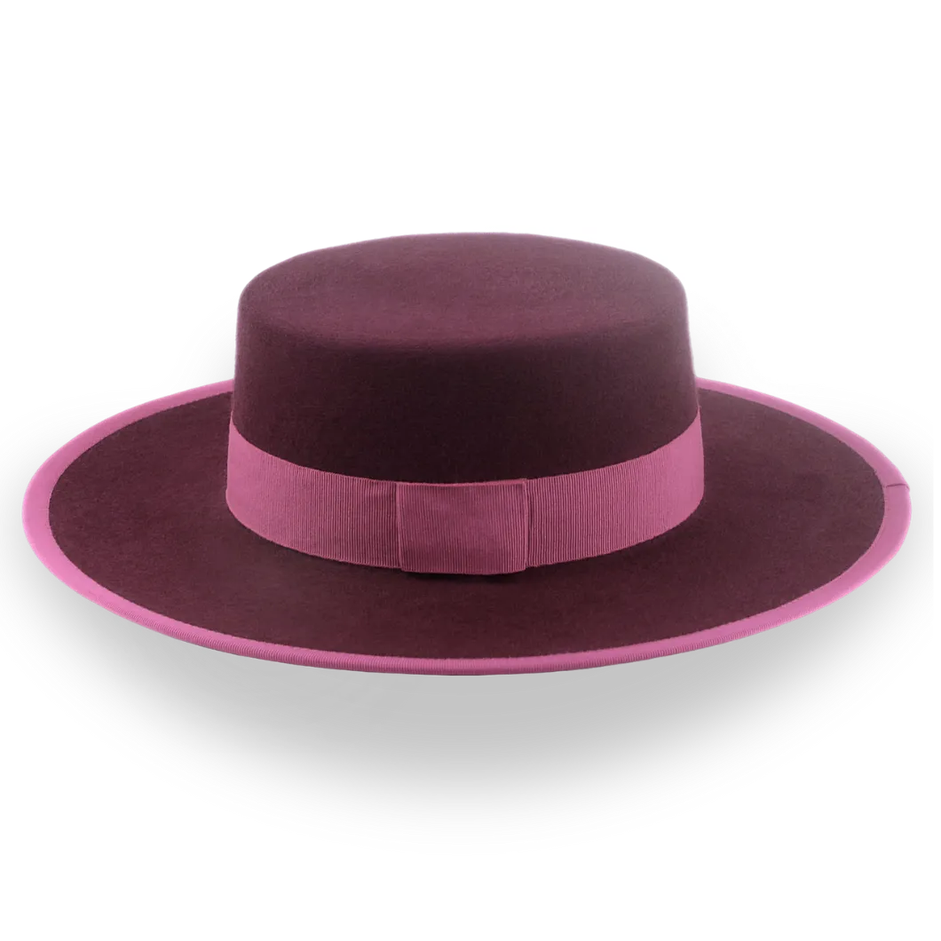 Burgundy Flat Top Wool Felt Hat | The Bolero - Agnoulita Hats 2
