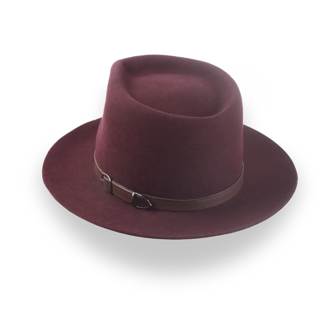 Burgundy Western Fedora in Outback Style | The Compass - Agnoulita Hats 3