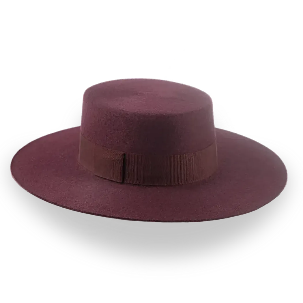 Burgundy Western Style Flat Brim Hat in Premium Wool Felt | The Mestizo - Agnoulita Hats 2