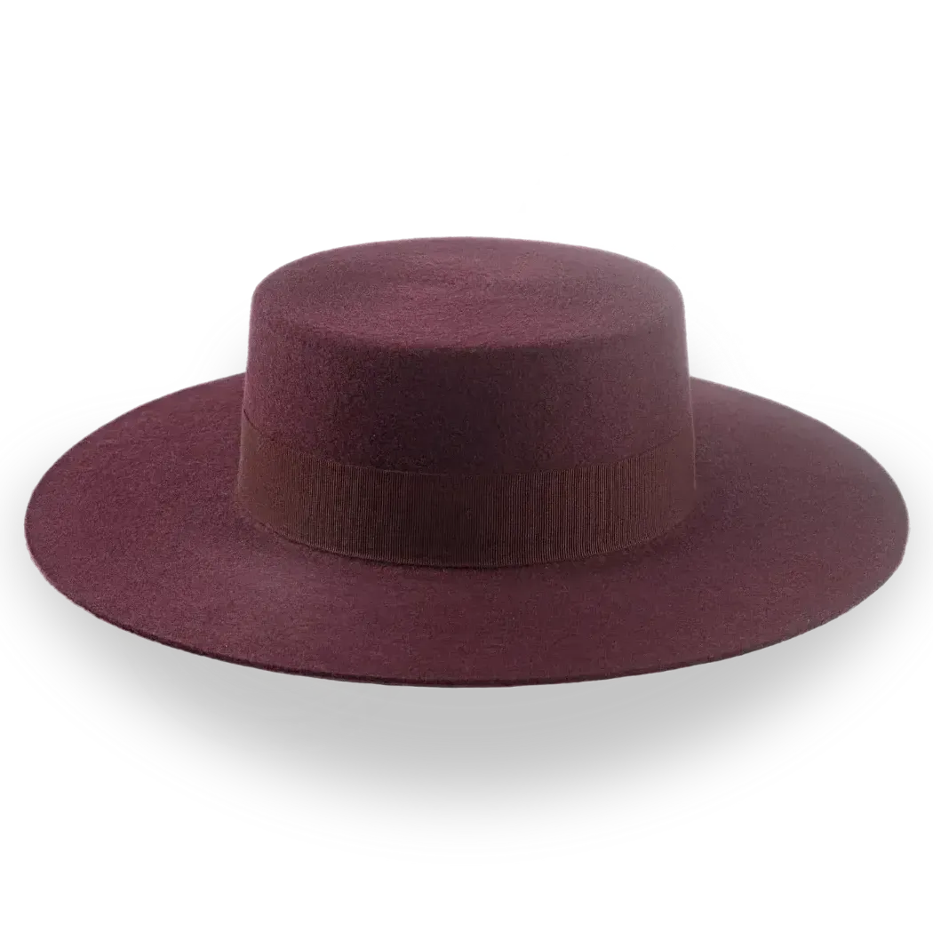 Burgundy Western Style Flat Brim Hat in Premium Wool Felt | The Mestizo - Agnoulita Hats 4