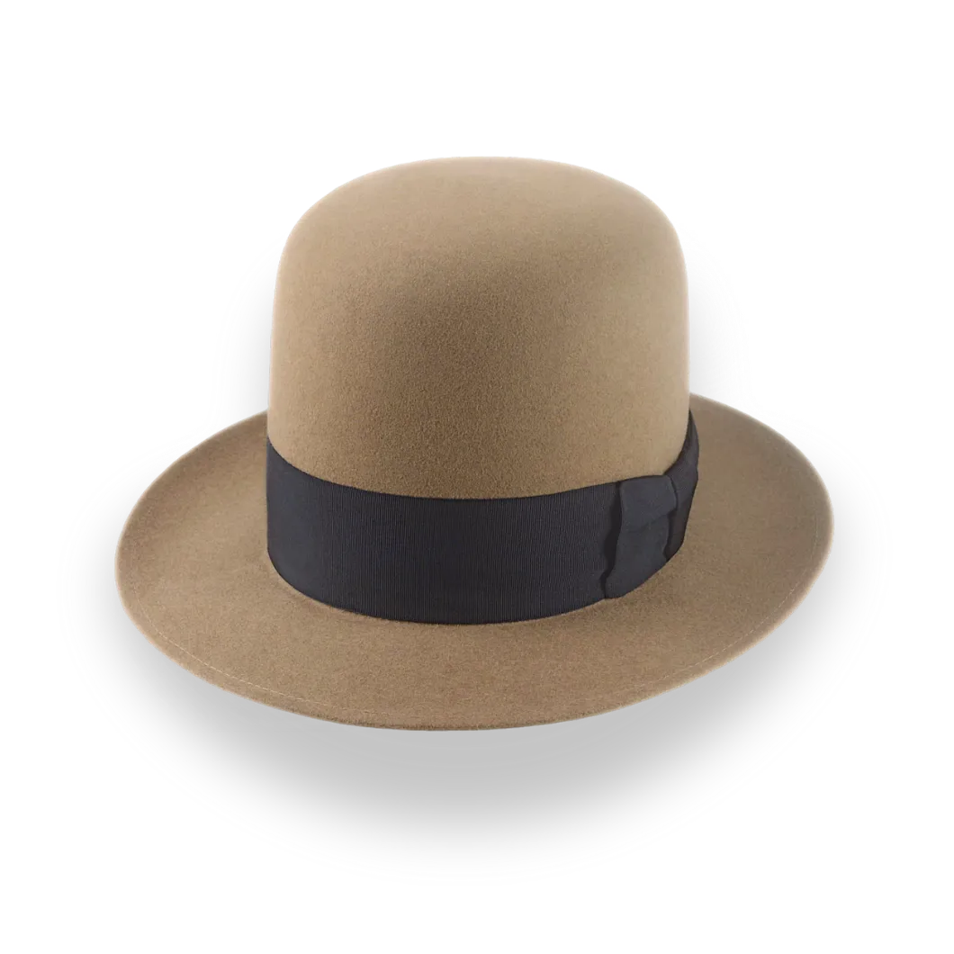 Camel Open Crown Fedora Hat in Malleable Beaver Fur Felt | The Benedict - Agnoulita Hats 1