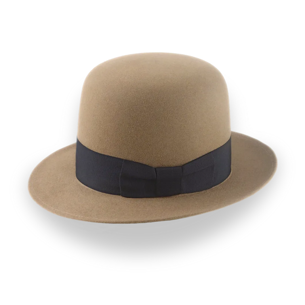 Camel Open Crown Fedora Hat in Malleable Beaver Fur Felt | The Benedict - Agnoulita Hats 2