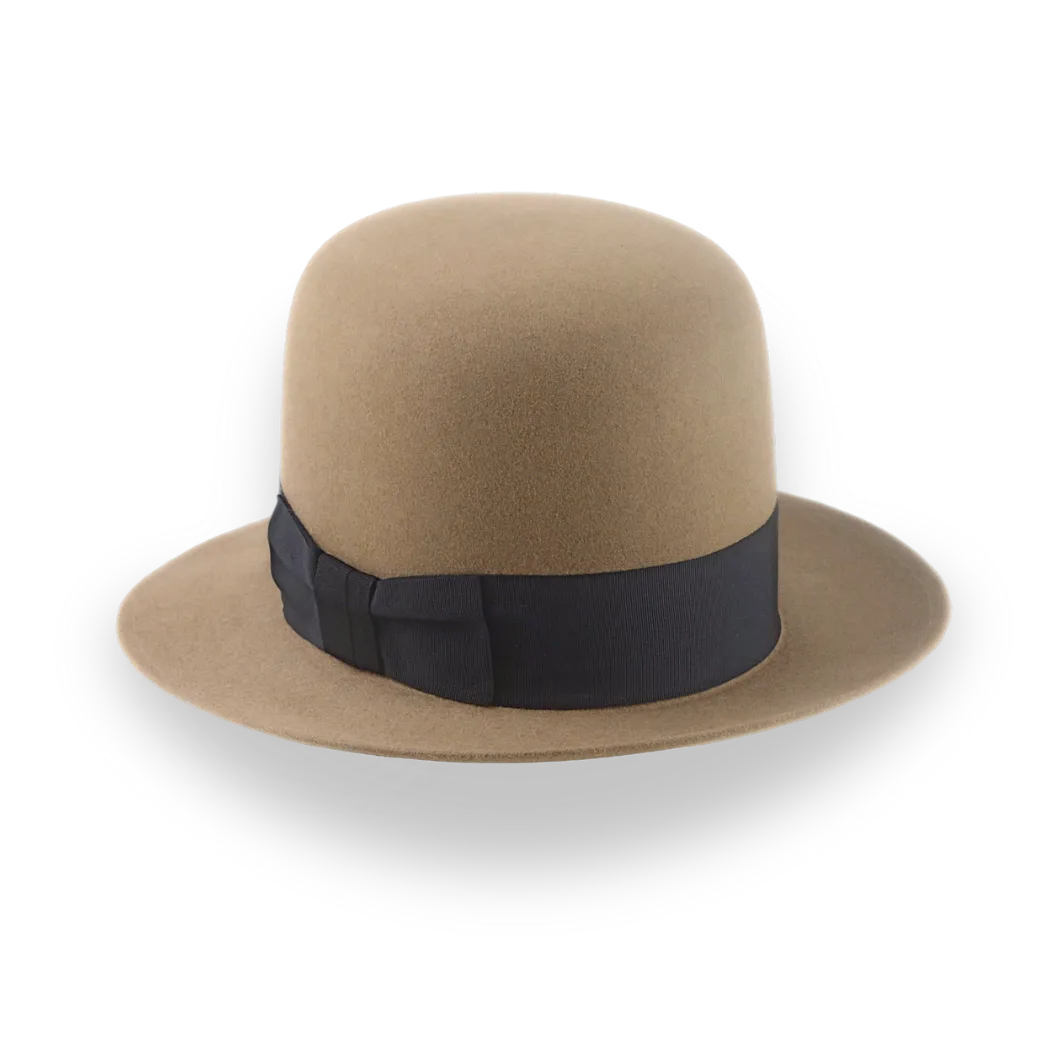Camel Open Crown Fedora Hat in Malleable Beaver Fur Felt | The Benedict - Agnoulita Hats 3