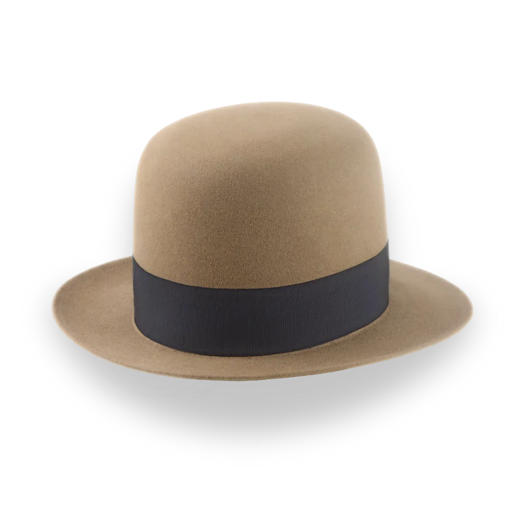 Camel Open Crown Fedora Hat in Malleable Beaver Fur Felt | The Benedict - Agnoulita Hats 4