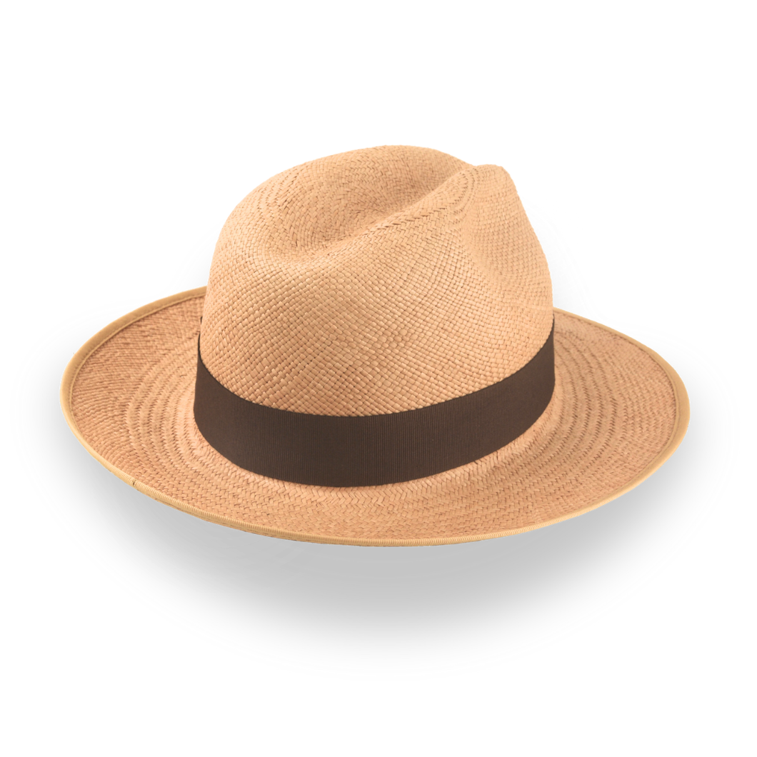 Caramel Brown Panama Fedora Hat in Toquilla Straw | The Equator - Agnoulita Hats 4