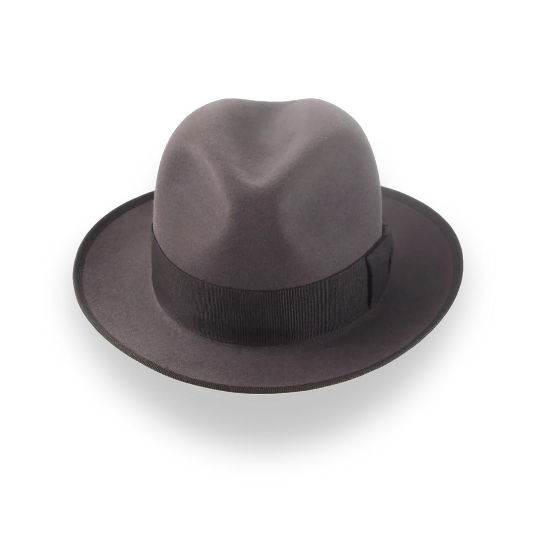 Caribou Grey 1930's Fedora Hat in Plush Fur Felt | The Dogal - Agnoulita Hats 6