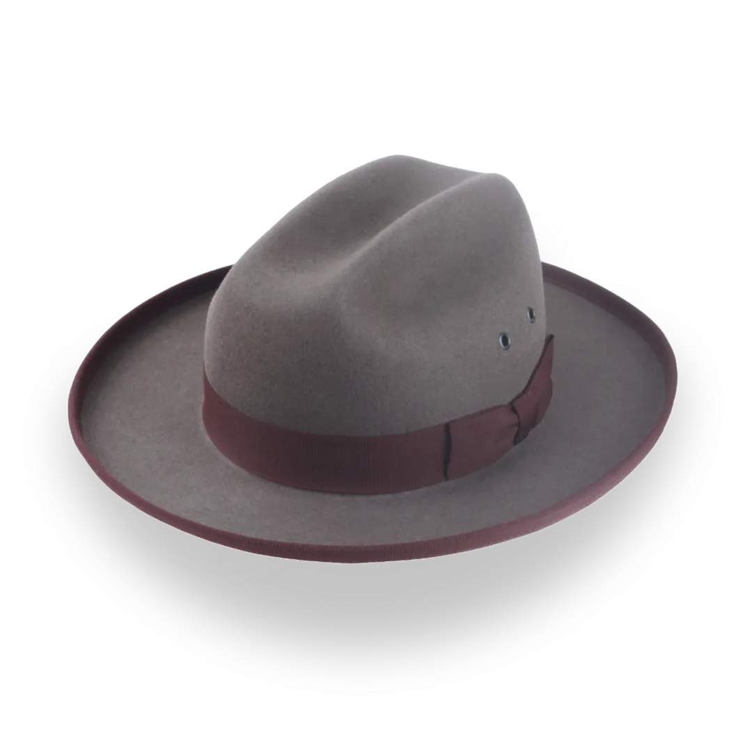 Caribou Grey Cattleman Fedora for Men in Beaver Fur Felt | The Globetrotter - Agnoulita Hats 1