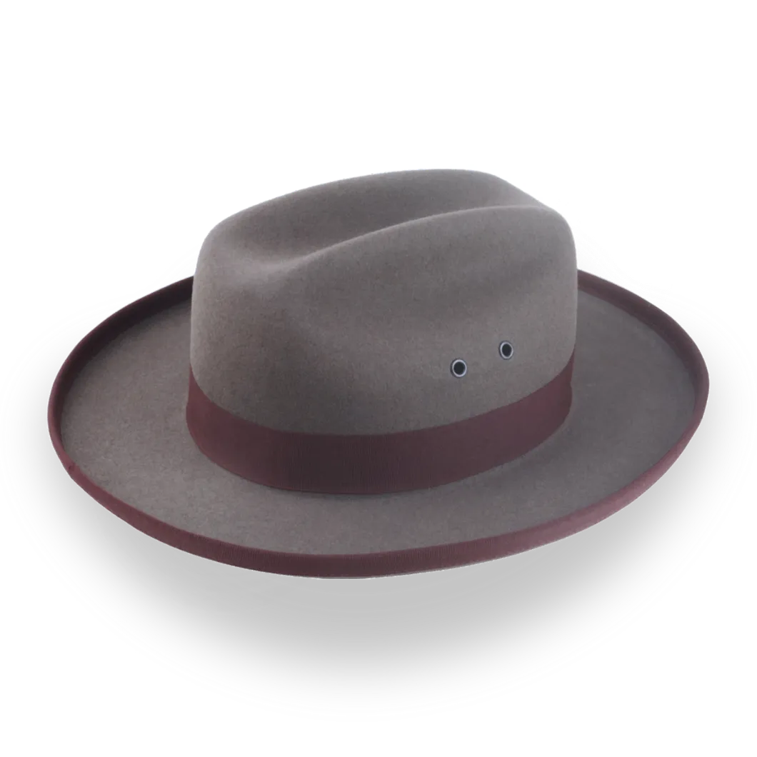 Caribou Grey Cattleman Fedora for Men in Beaver Fur Felt | The Globetrotter - Agnoulita Hats 4