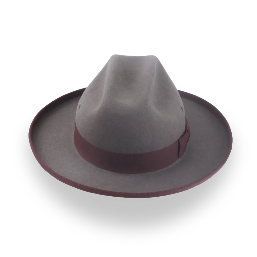 Caribou Grey Cattleman Fedora for Men in Beaver Fur Felt | The Globetrotter - Agnoulita Hats 6