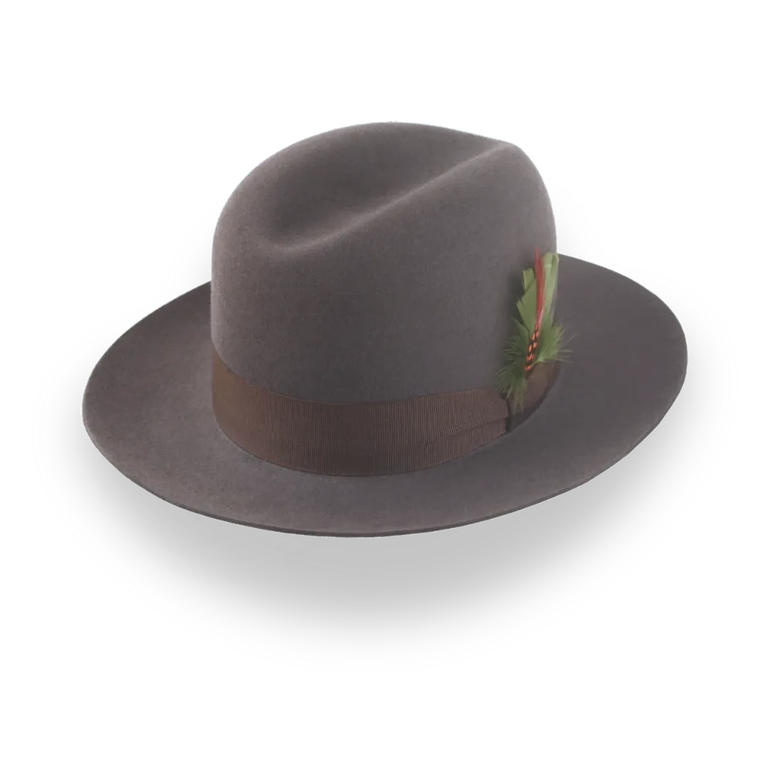 Caribou Grey Classic Men's Single Crease  Fedora in Fur Felt | The Tobin - Agnoulita Hats 1