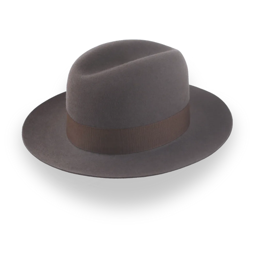 Caribou Grey Classic Men's Single Crease Fedora in Fur Felt | The Tobin - Agnoulita Hats 4