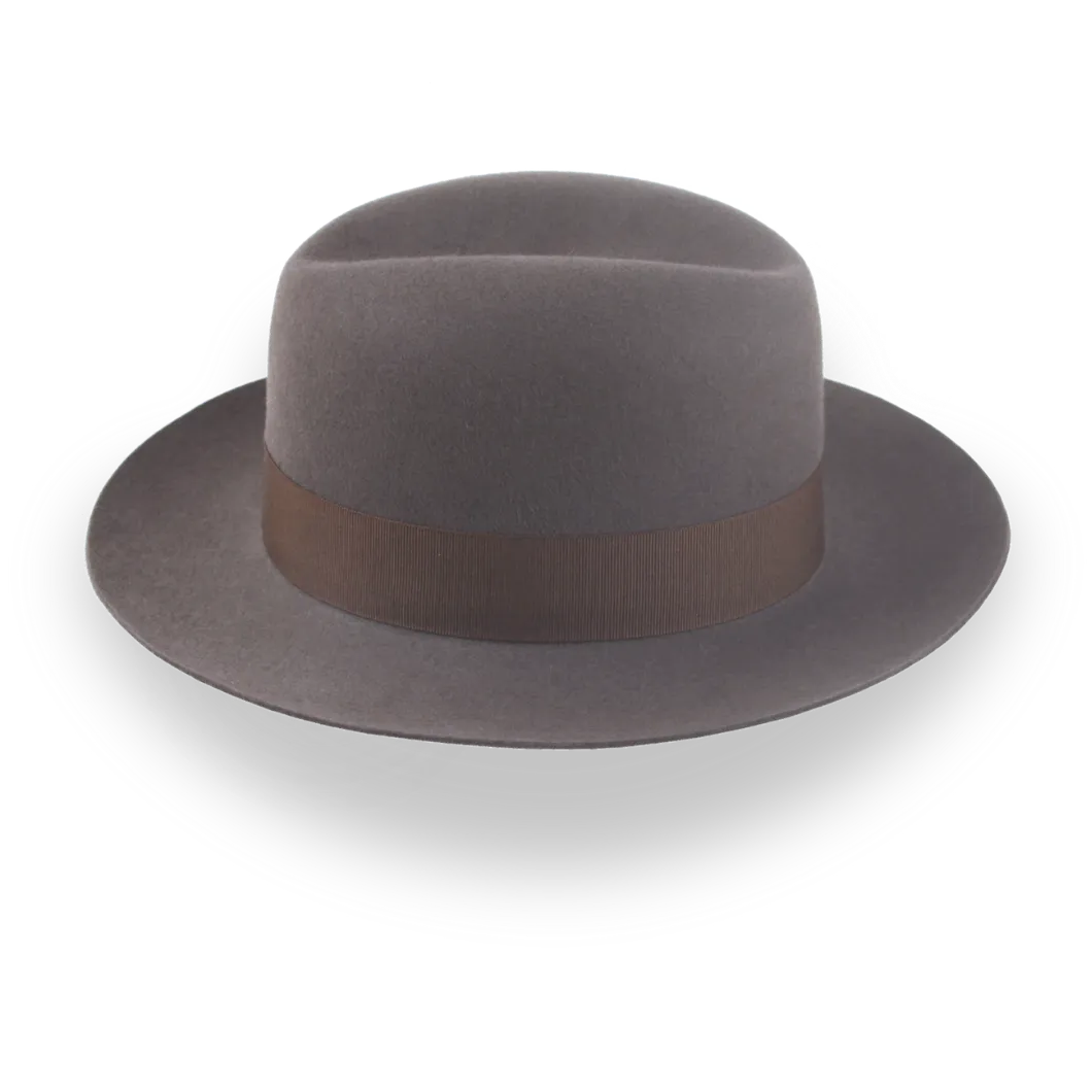 Caribou Grey Classic Men's Single Crease  Fedora in Fur Felt | The Tobin - Agnoulita Hats 5