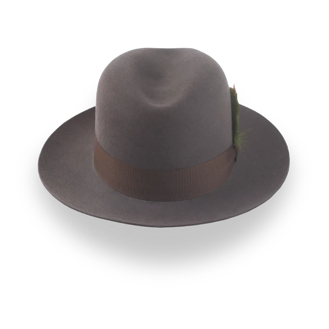 Caribou Grey Classic Men's Single Crease  Fedora in Fur Felt | The Tobin - Agnoulita Hats 7
