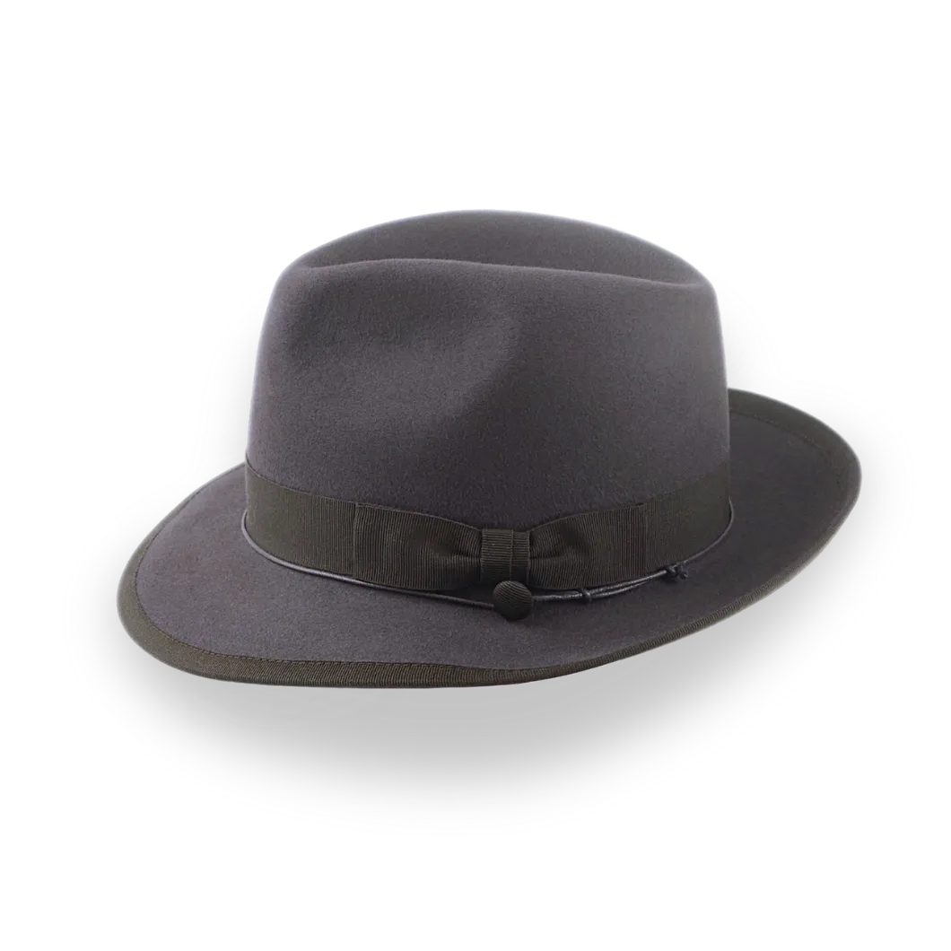 Caribou Grey Snap Brim Fedora Hat for Men in Fur Felt | The Sebastian - Agnoulita Hats 2