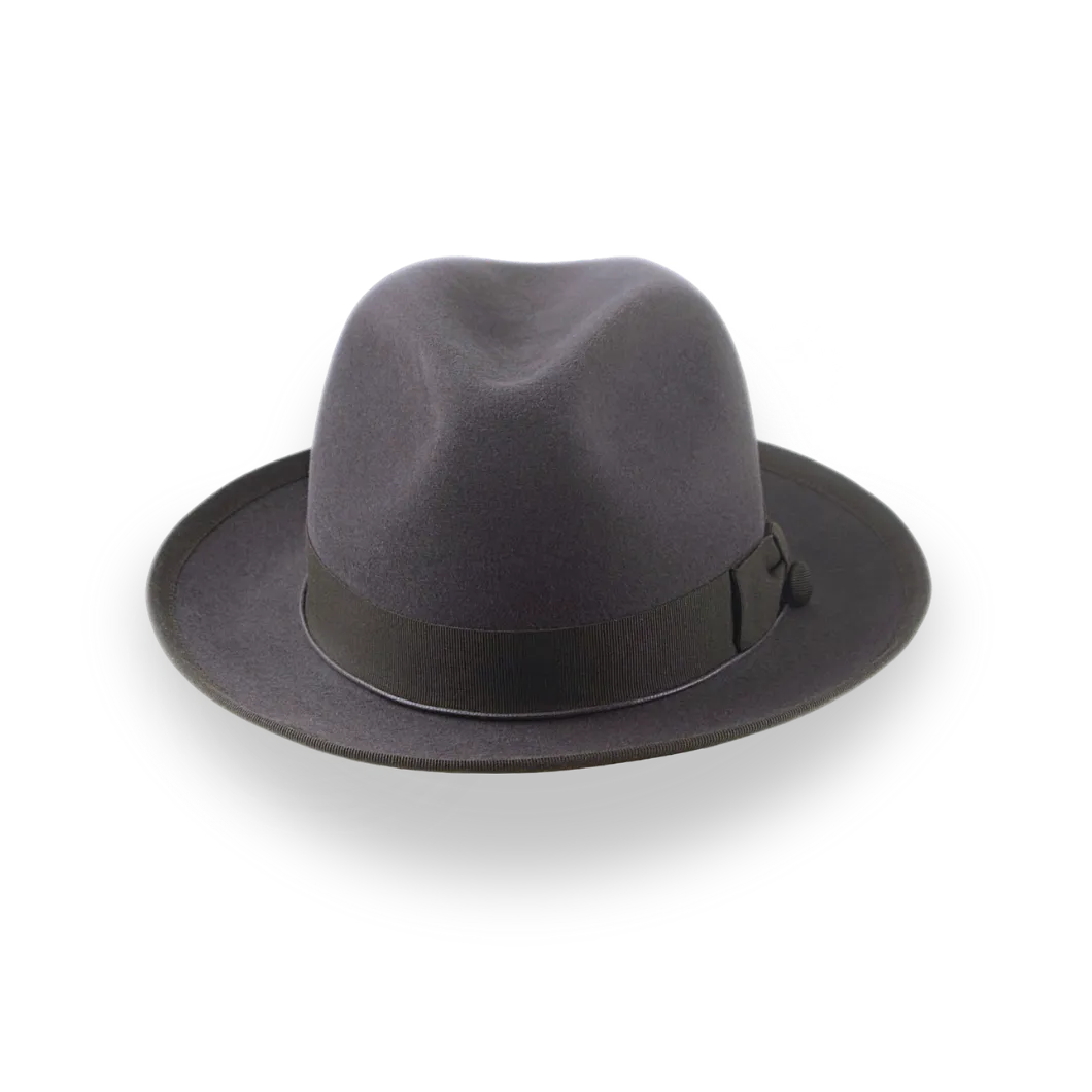 Caribou Grey Snap Brim Fedora Hat for Men in Fur Felt | The Sebastian - Agnoulita Hats 6