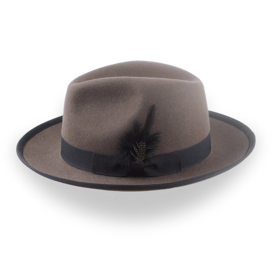 Caribou Grey Wide Brim Fedora Hat For Men in Premium Fur Felt | The Thiago - Agnoulita Hats 2
