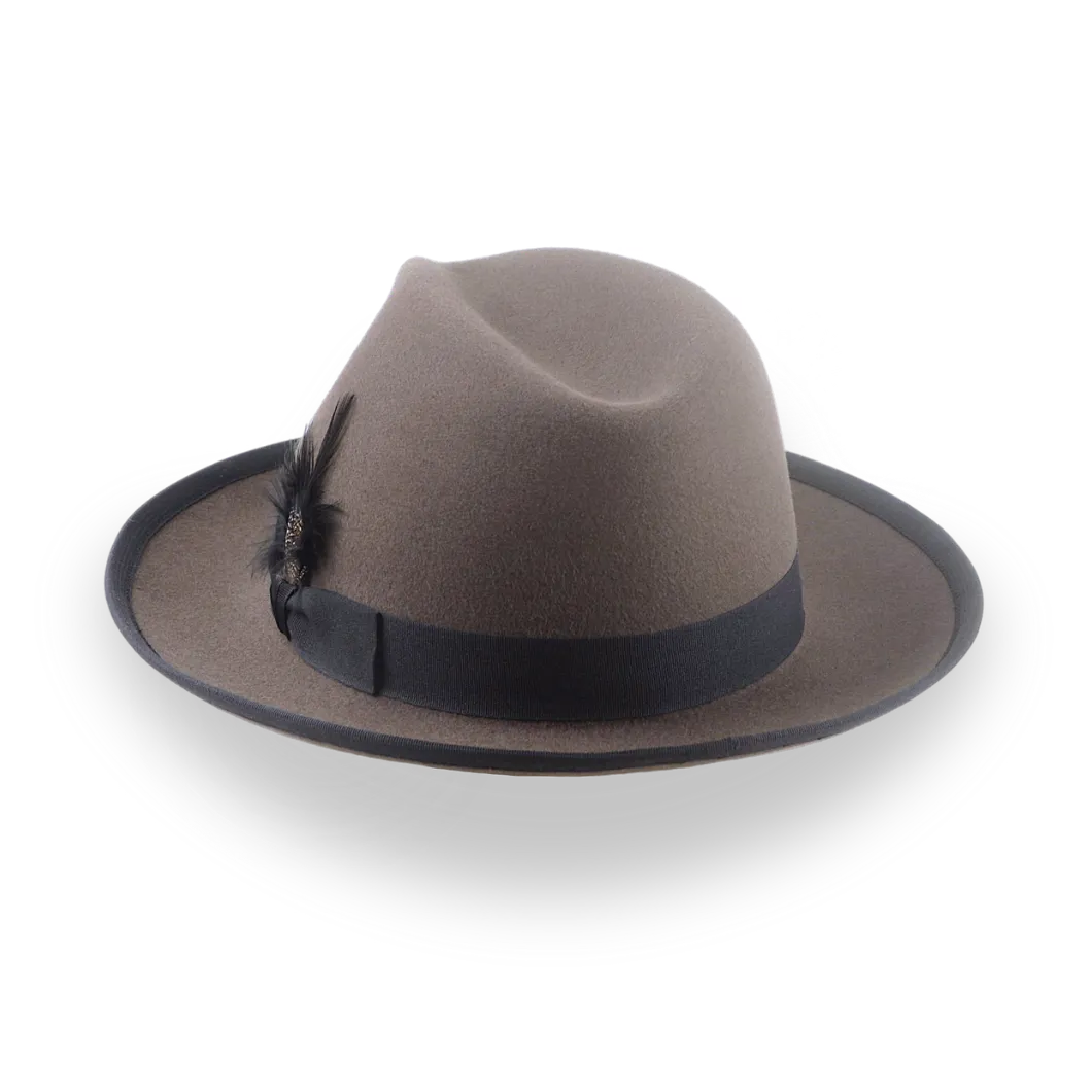 Caribou Grey Wide Brim Fedora Hat For Men in Premium Fur Felt | The Thiago - Agnoulita Hats 3