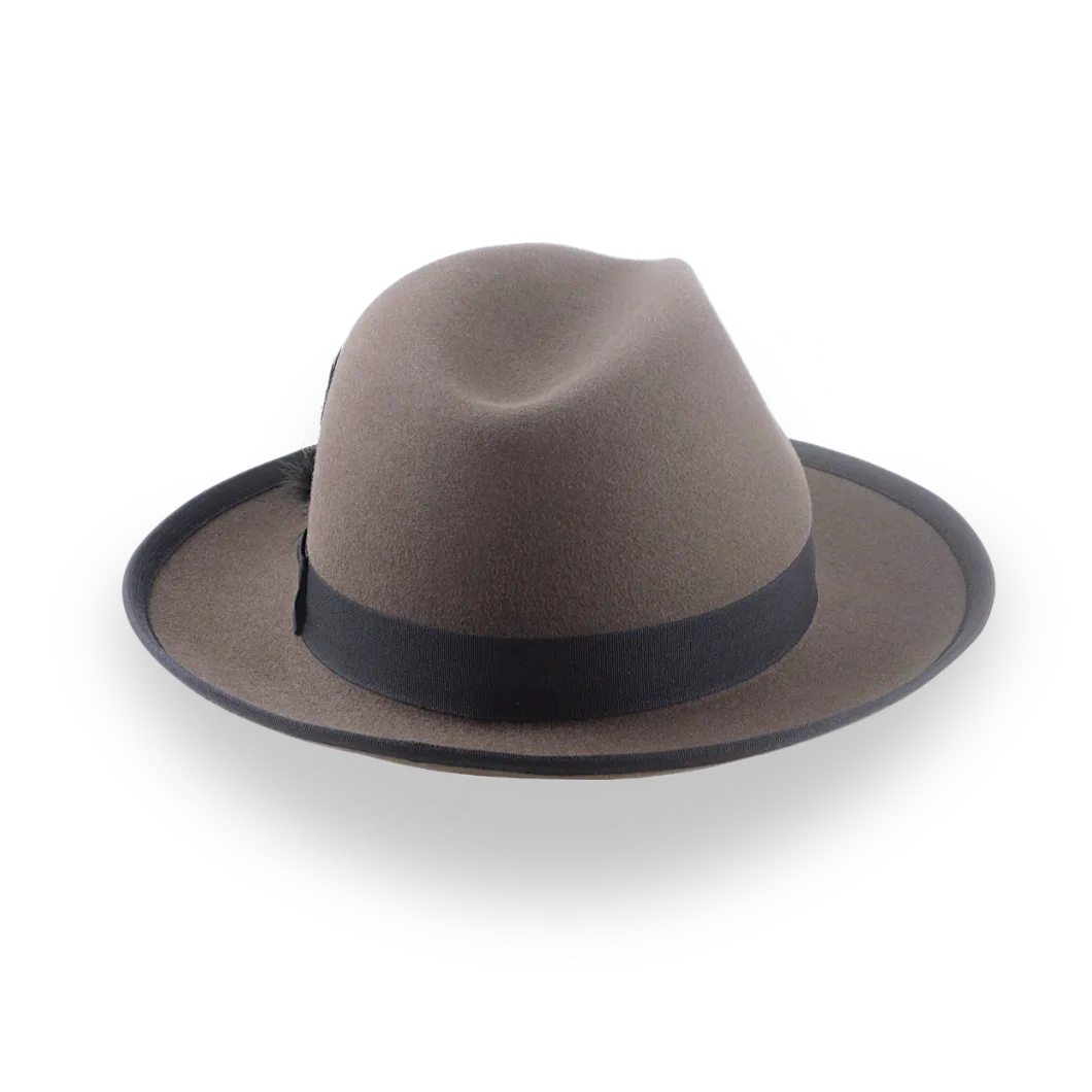 Caribou Grey Wide Brim Fedora Hat For Men in Premium Fur Felt | The Thiago - Agnoulita Hats 4