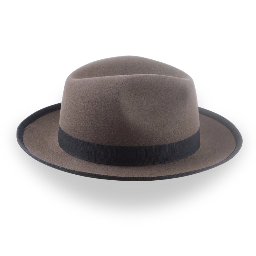Caribou Grey Wide Brim Fedora Hat For Men in Premium Fur Felt | The Thiago - Agnoulita Hats 5