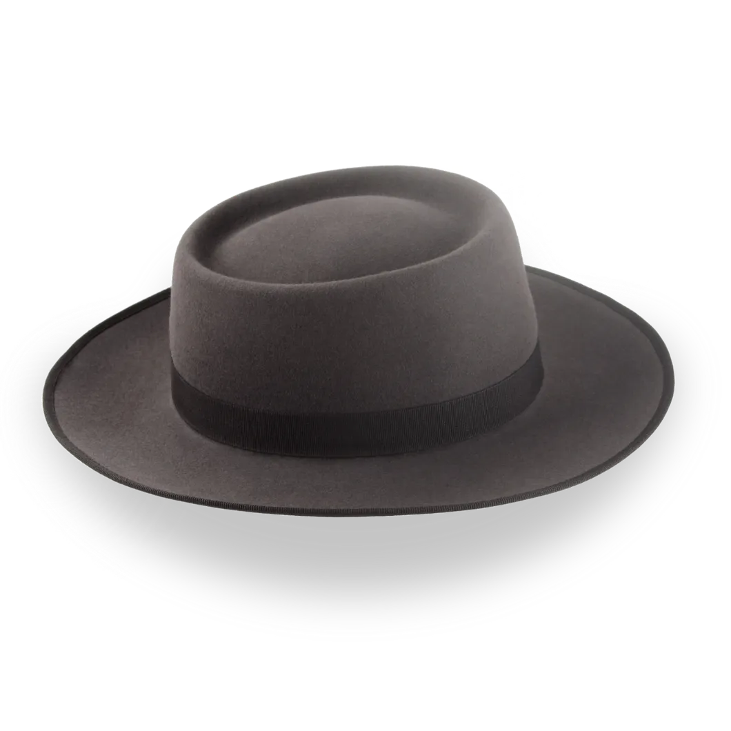 Caribou Grey Wide Brim Porkpie Hat with Custom Fit | The Oppenheimer - Agnoulita Hats 5