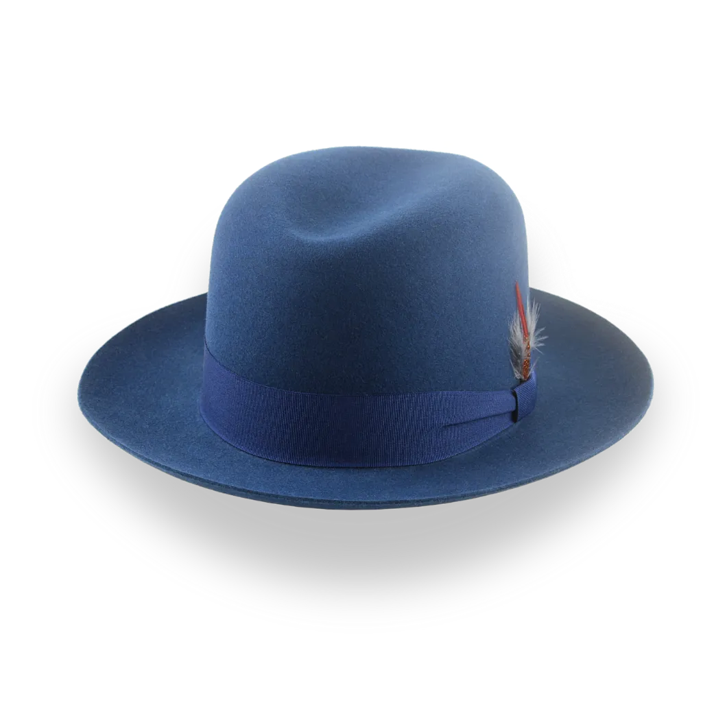 Casual Style Wide Brim Fedora for Men in Blue Fur Felt | The Tobin - Agnoulita Hats 4