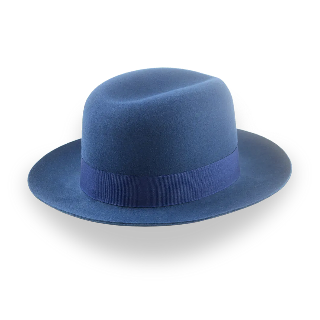 Casual Style Wide Brim Fedora for Men in Blue Fur Felt | The Tobin - Agnoulita Hats 5
