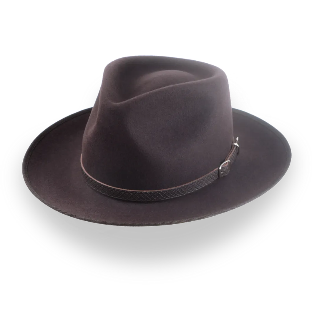 Chocolate Brown Mens Western Fedora in Rich Fur Felt | The Ulysses - Agnoulita Hats 1