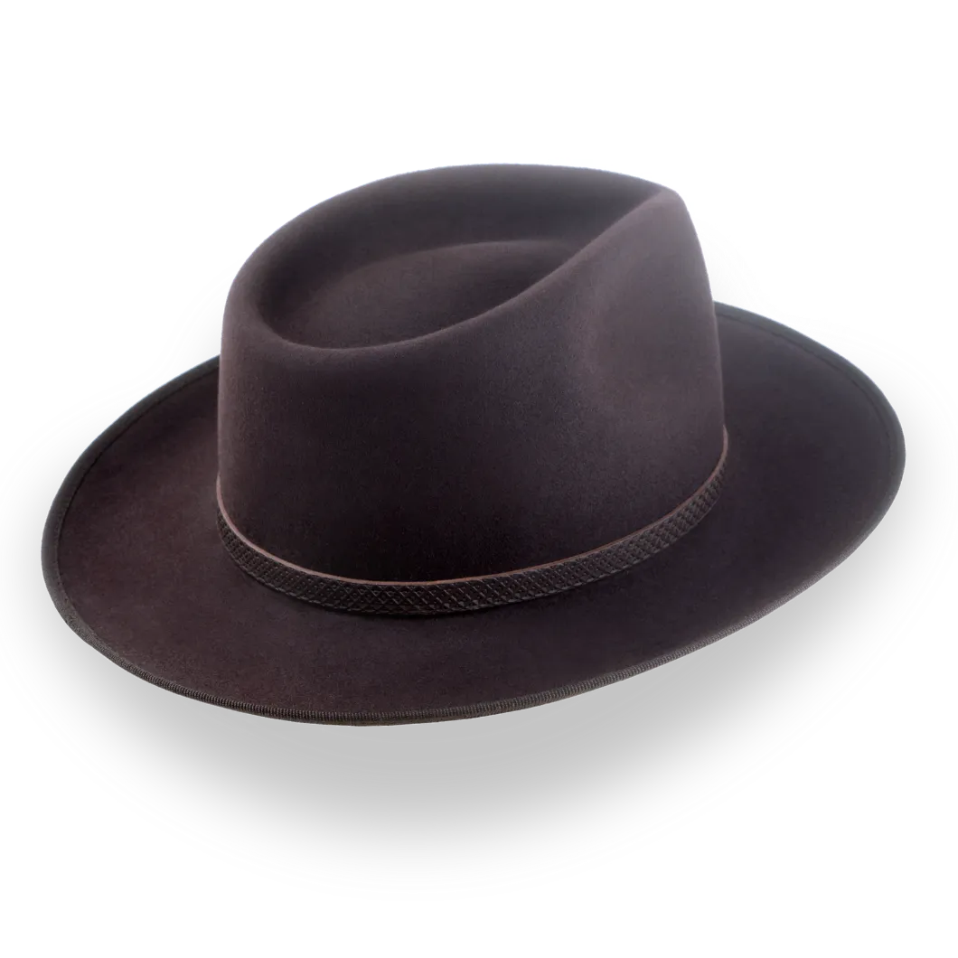 Chocolate Brown Mens Western Fedora in Rich Fur Felt | The Ulysses - Agnoulita Hats 4