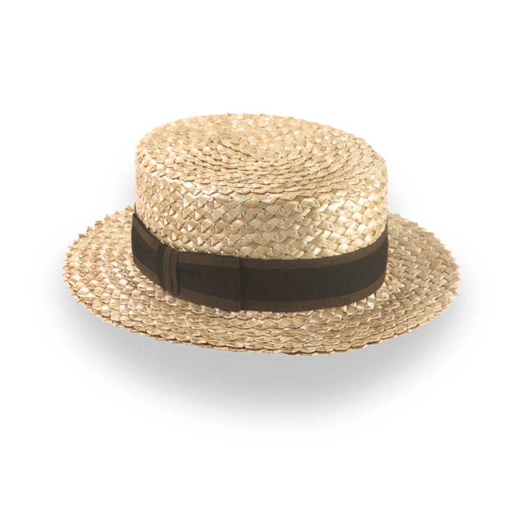 Classic 1920s Mens Straw Boater Hat with Leather Sweatband | The Skimmer - Agnoulita Hats 3