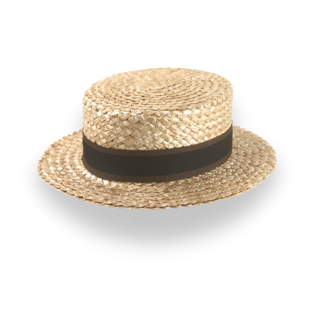 Classic 1920s Mens Straw Boater Hat with Leather Sweatband | The Skimmer - Agnoulita Hats 4