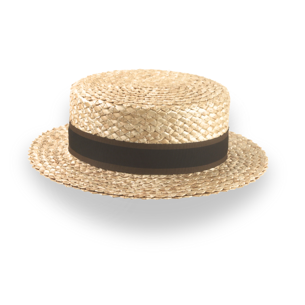 Classic 1920s Mens Straw Boater Hat with Leather Sweatband | The Skimmer - Agnoulita Hats 5