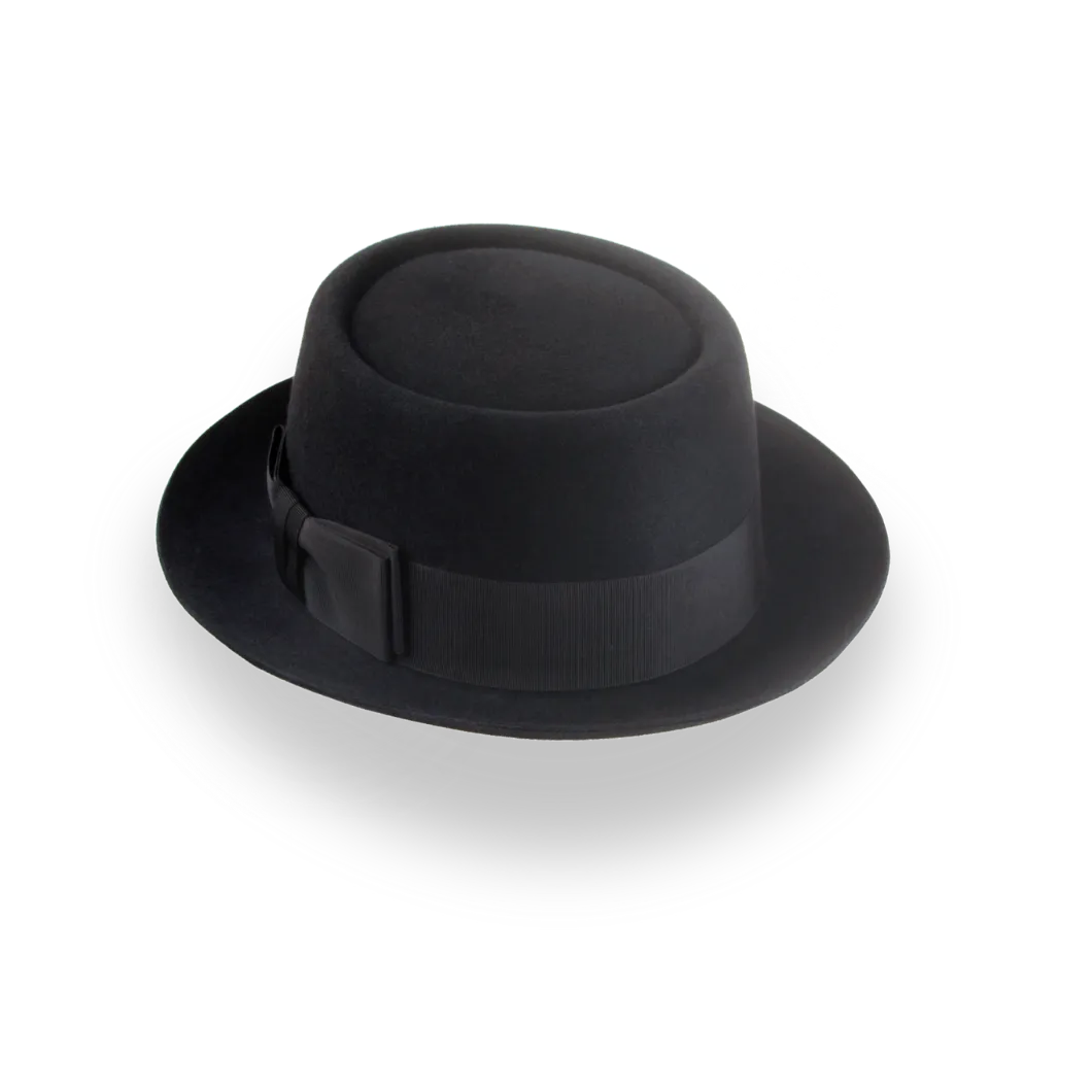 Classic Black Porkpie Hat in Quality Fur Felt | The Soul - Agnoulita Hats 3