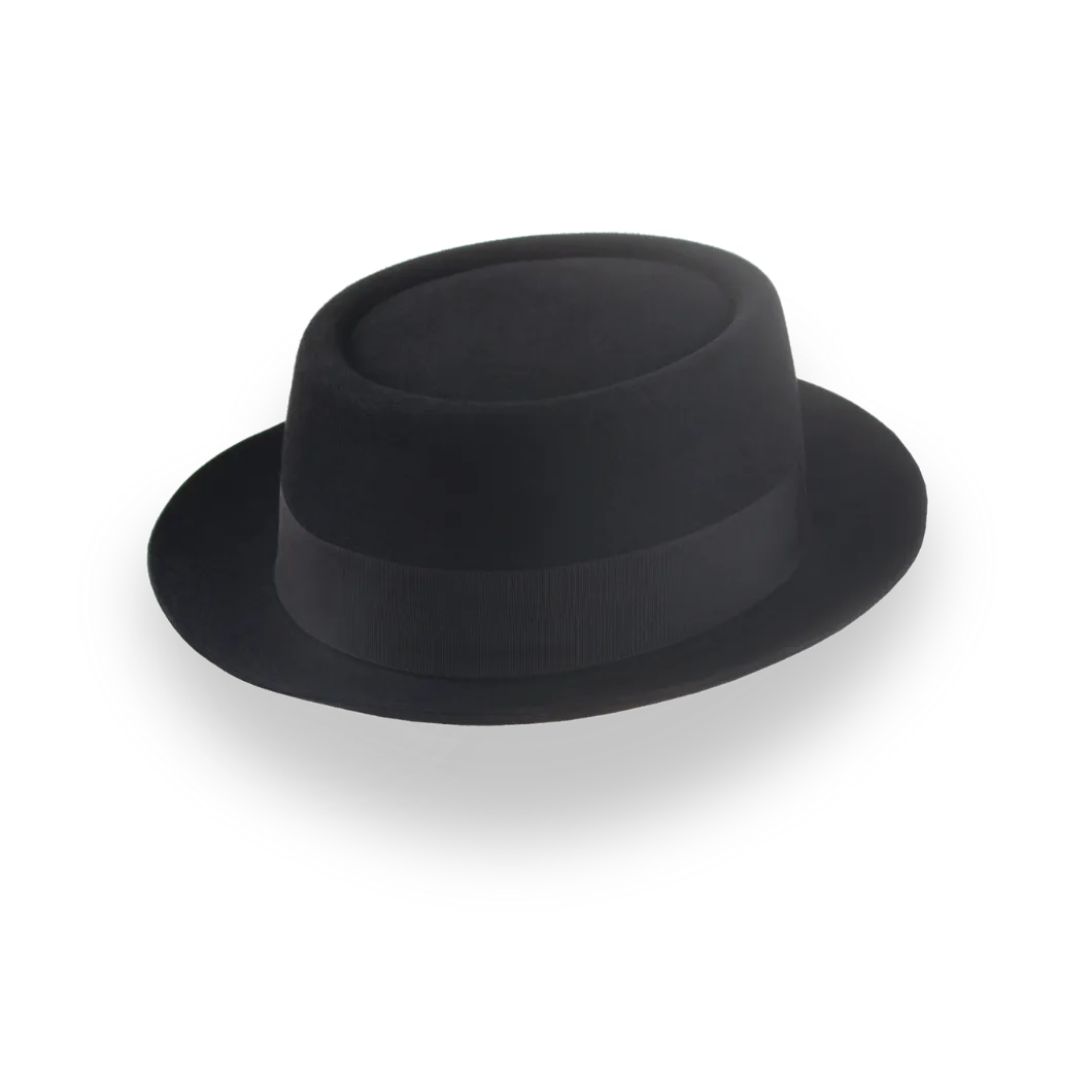 Classic Black Porkpie Hat in Quality Fur Felt | The Soul - Agnoulita Hats 4