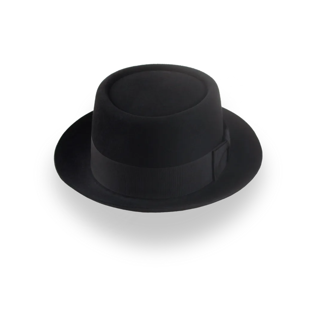 Classic Black Porkpie Hat in Quality Fur Felt | The Soul - Agnoulita Hats 6