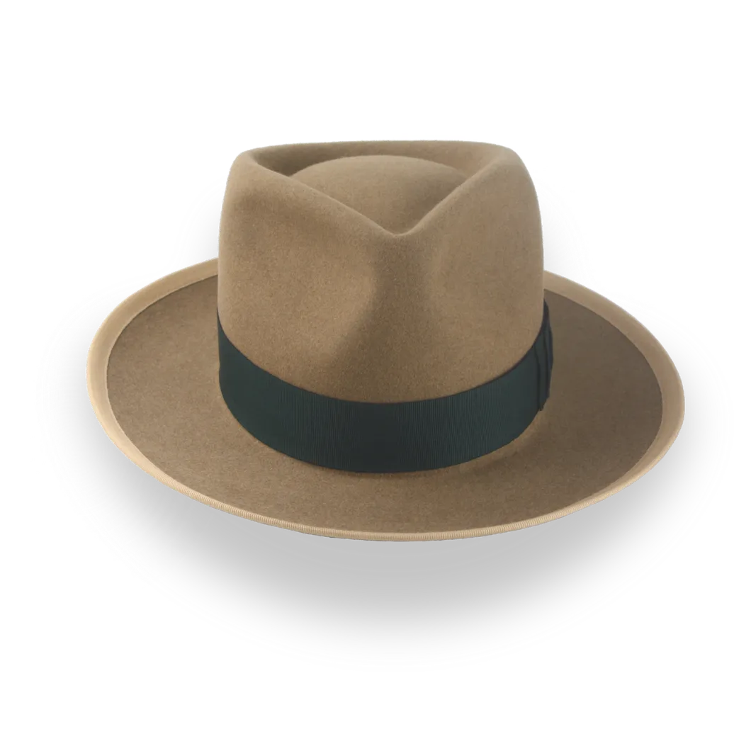 Classic Camel Fedora for Men in Premium Beaver Fur Felt | The Pandamator - Agnoulita Hats 6