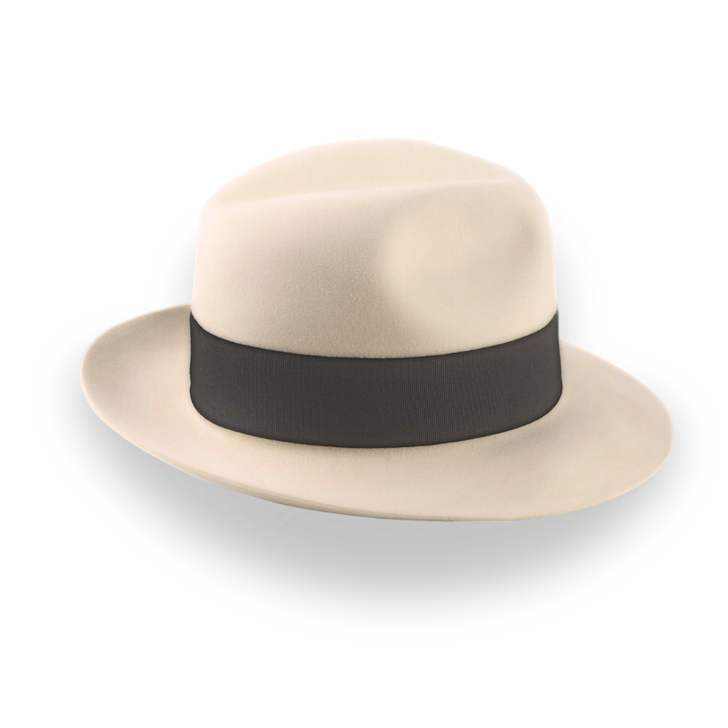 Classic Center Dent Fedora Hat in Cream Fur Felt | The Caliber - Agnoulita Hats 5