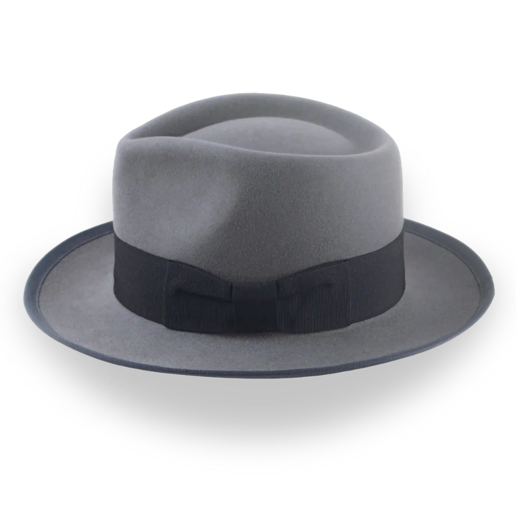 Classic Men's Fedora Hat In Grey Beaver Fur Felt | The Patron - Agnoulita Hats 2